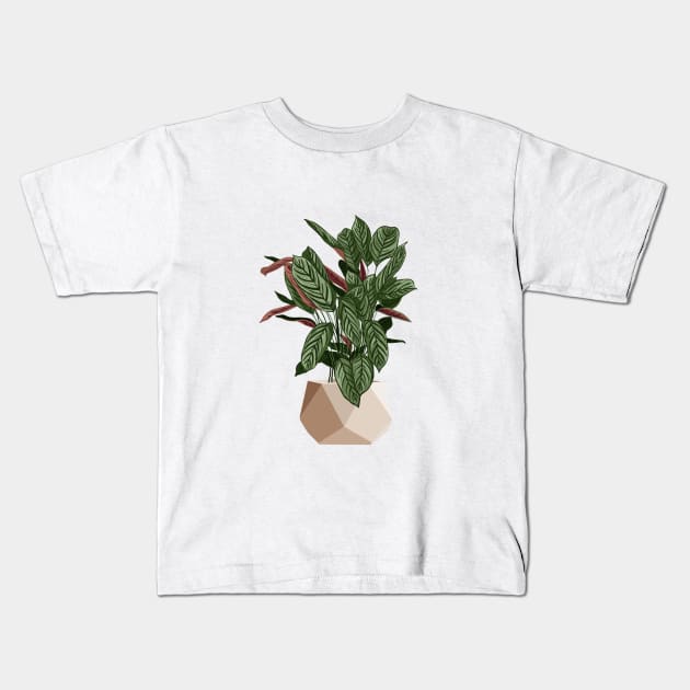 Calathea Freddie Plant Kids T-Shirt by gusstvaraonica